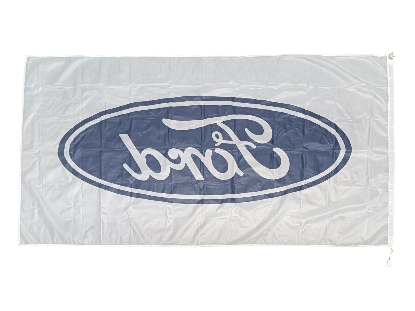 Ford Flag, White, 180x90 cm - with header and loops
