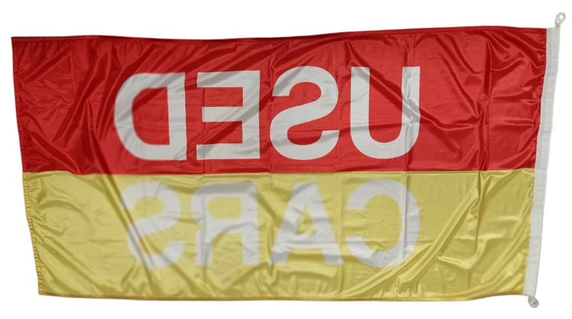 Used Cars Flag, Red-Yellow, 180x90 cm