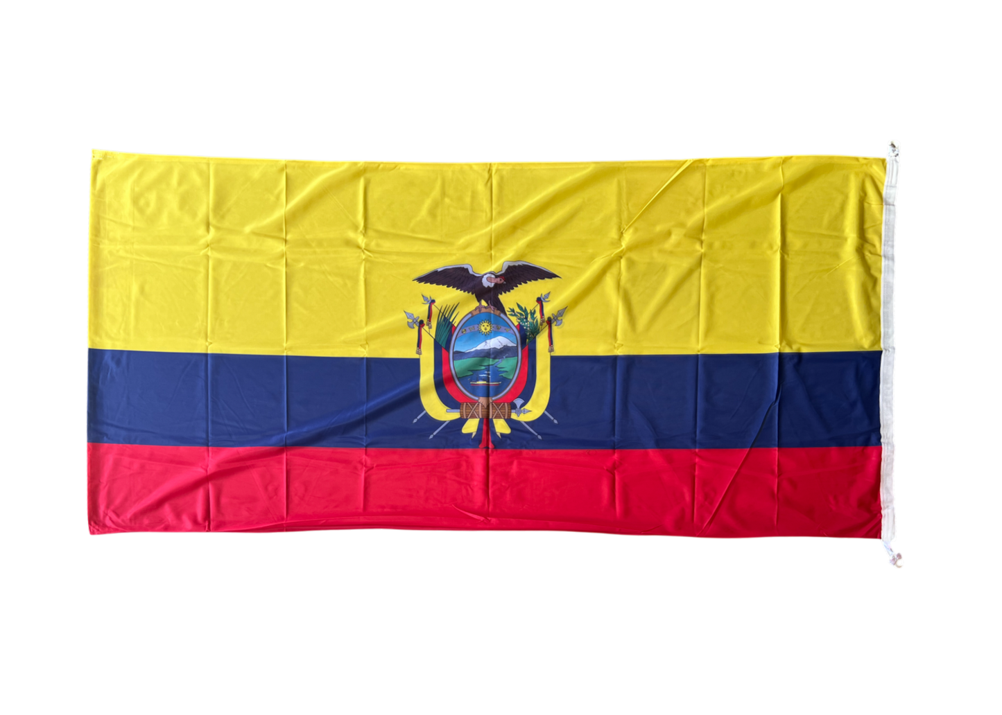 Flag of Ecuador with a yellow, blue, and red design on a white background