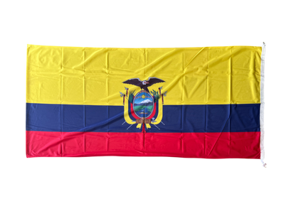 Flag of Ecuador with a yellow, blue, and red design on a white background