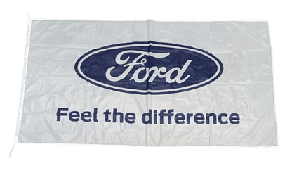 Ford, logo, Feel the Diference, White Horizontal Flag, 180cm by 90cm