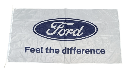 Ford, logo, Feel the Diference, White Horizontal Flag, 180cm by 90cm