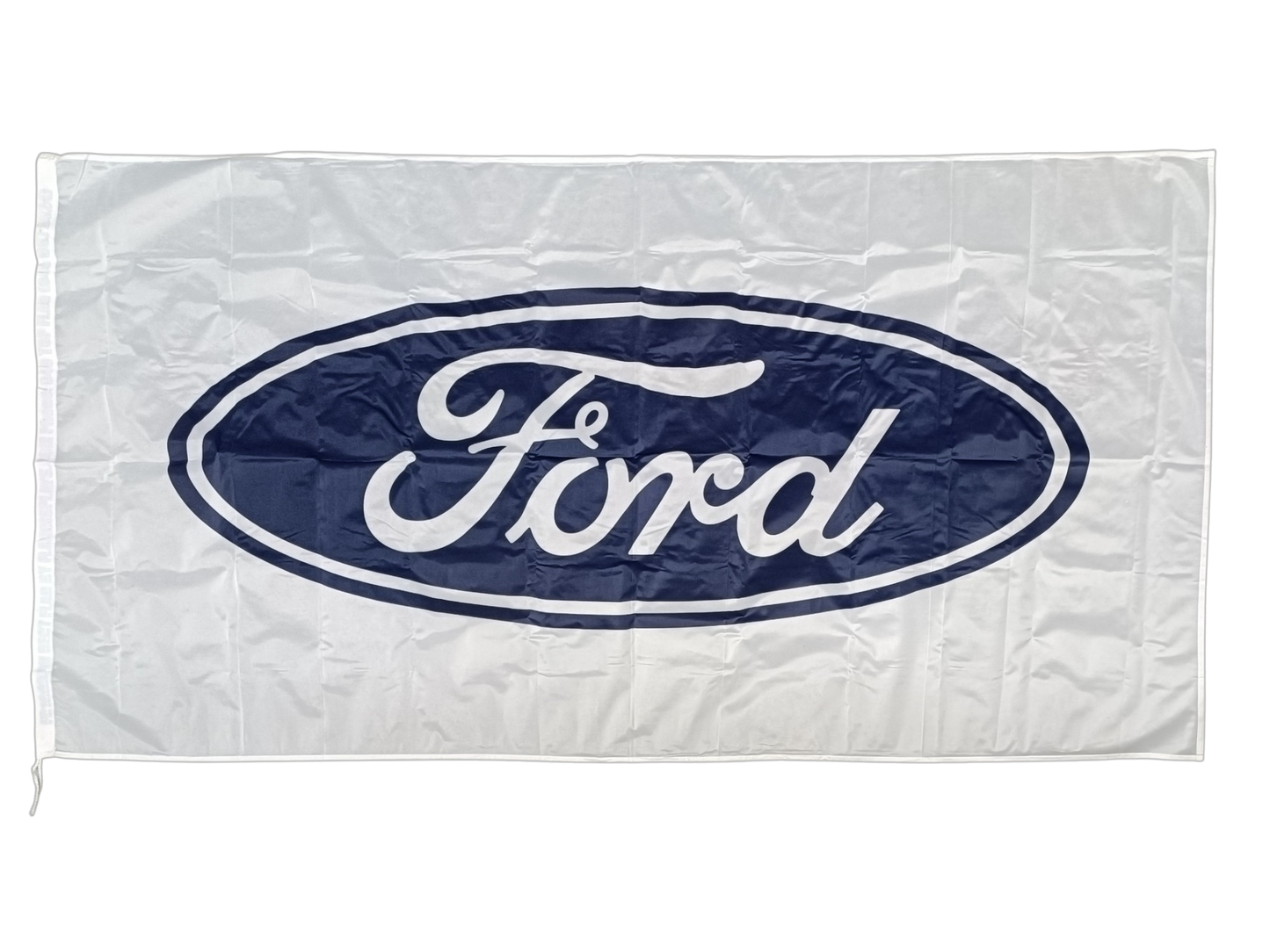 Ford Flag, White, 180x90 cm - with header and loops