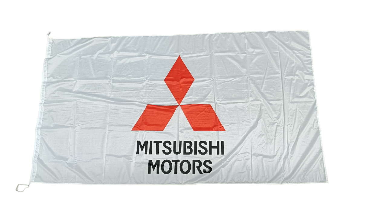 Mitsubishi Motors, White, 180cm by 90 cm Outdoor Flag