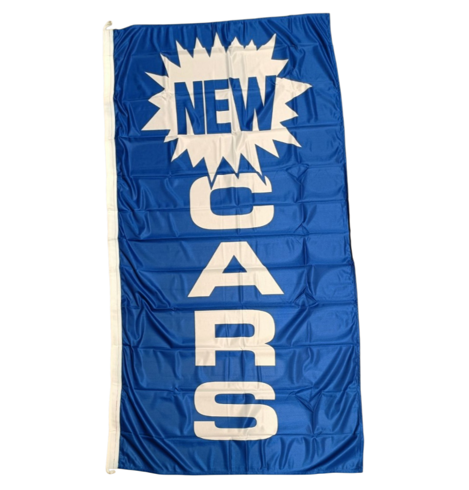 New Cars Flag, Blue - Multiple Sizes Available