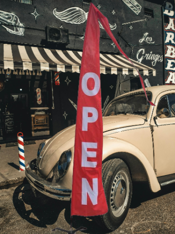 'OPEN' Festival Flag, 60cm by 540cm