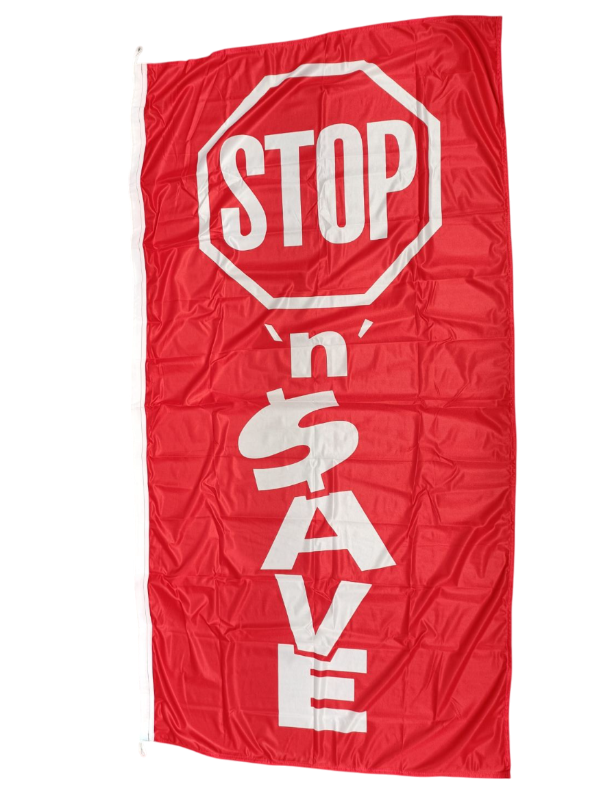 Stop 'n' Save Vertical Flag, 90cm by 180cm