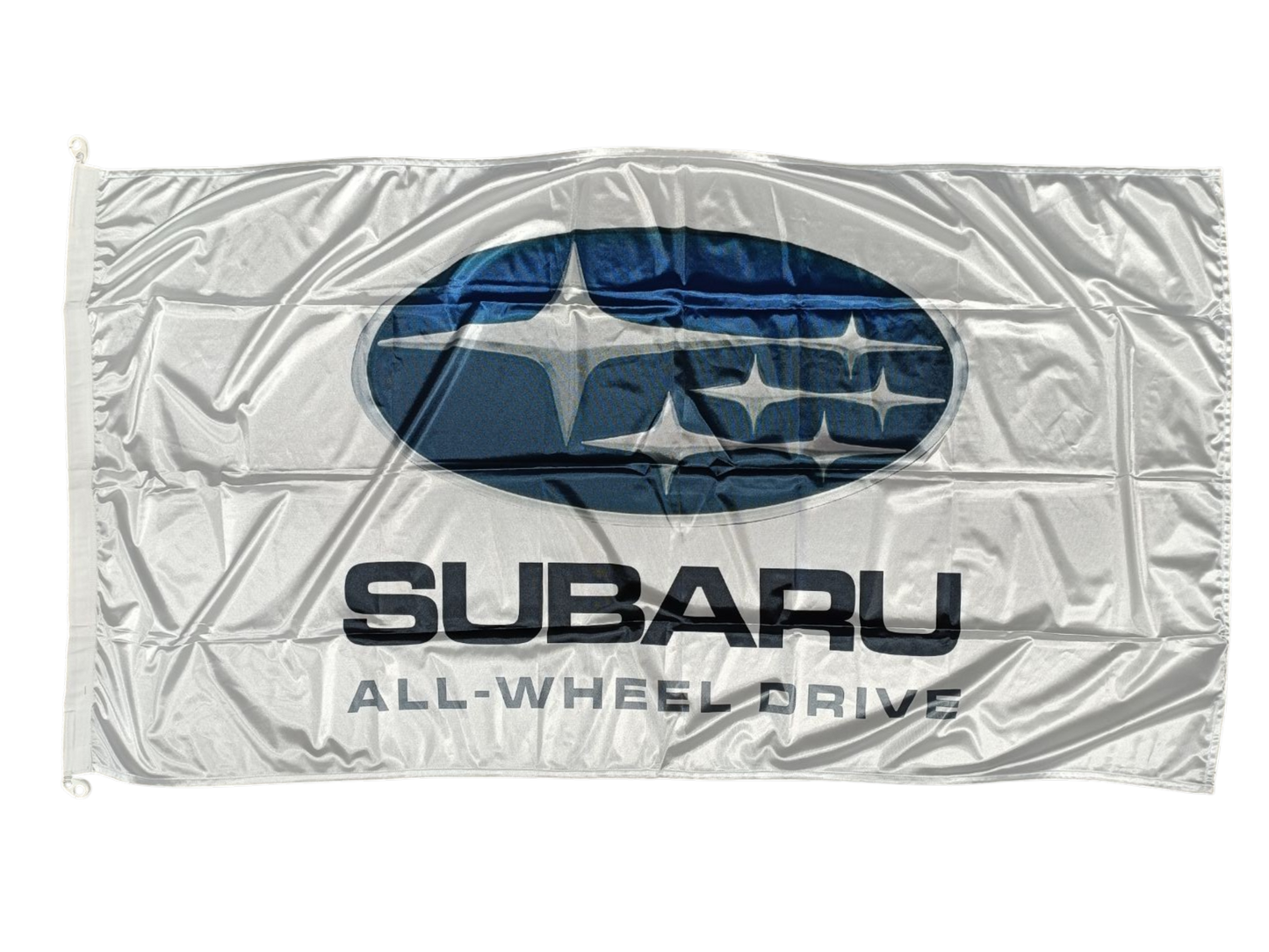 Subaru All Wheel Drive Flag, White, 180x90 cm