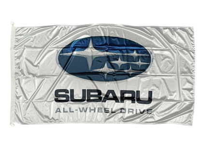 Subaru All Wheel Drive Flag, White, 180x90 cm