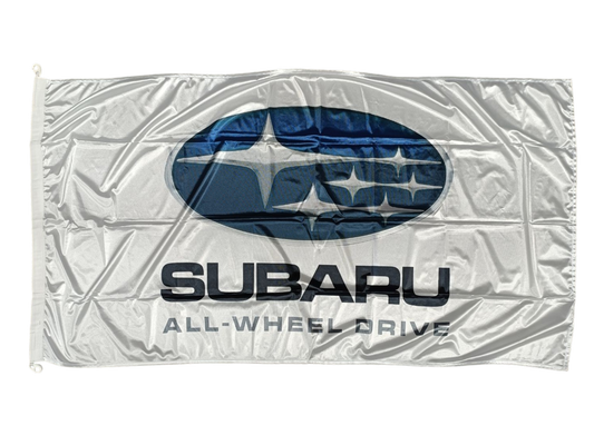 Subaru All Wheel Drive Flag, White, 180x90 cm