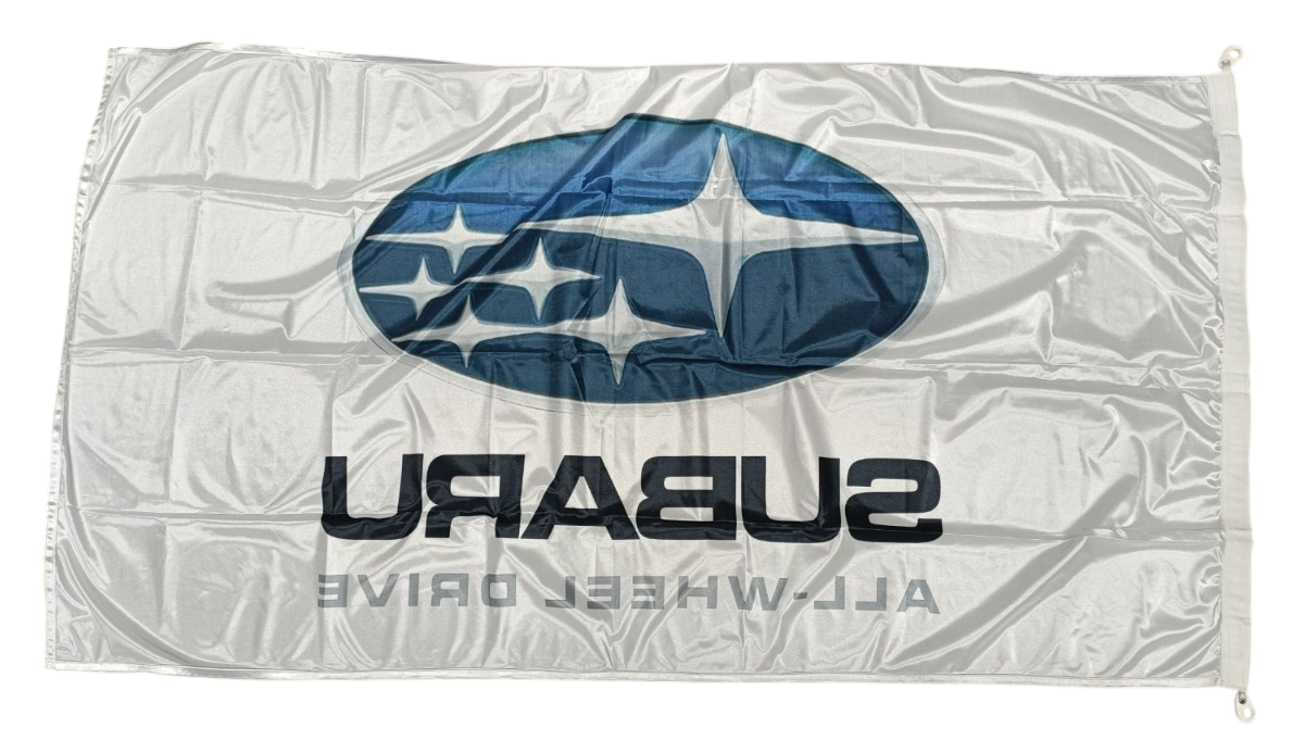 Subaru All Wheel Drive Flag, White, 180x90 cm