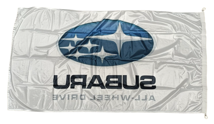 Subaru All Wheel Drive Flag, White, 180x90 cm