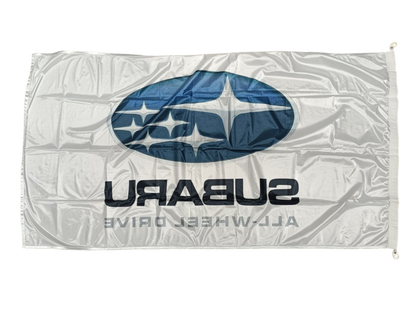 Subaru All Wheel Drive Flag, White, 180x90 cm